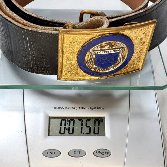 1930s Augusta US Military Academy Belt and Buckle Inscribed Gold Tone 33.5" - Picture 9 of 9